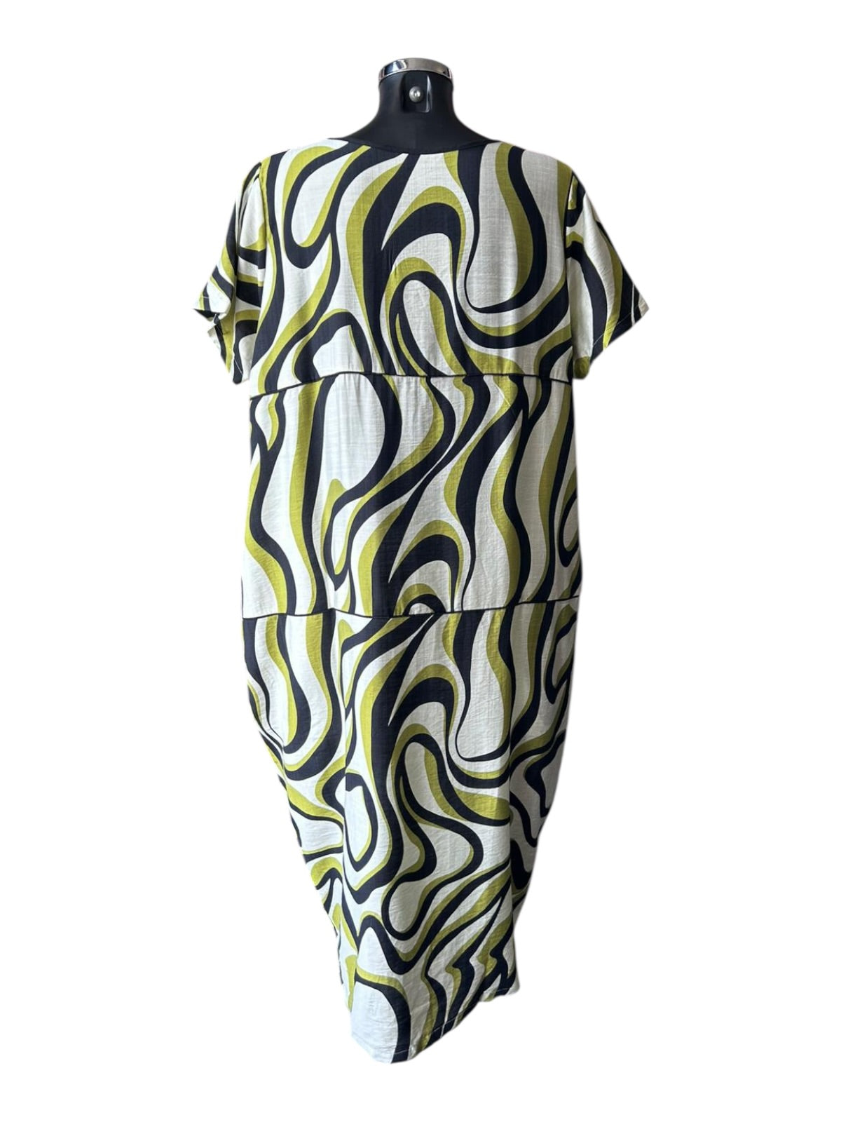 Tirelli panel print woven dress - Chartreuse swirl print