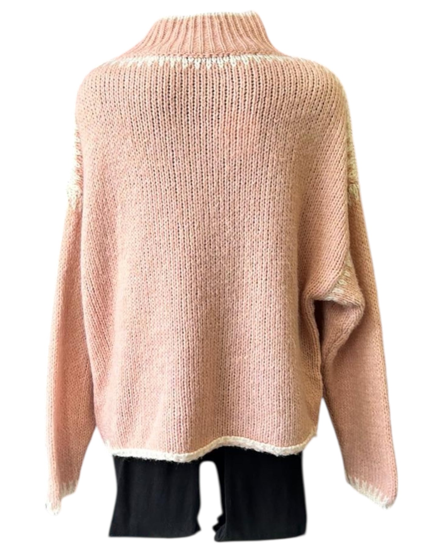 Jessie contrast stitch high neck jumper - Pink