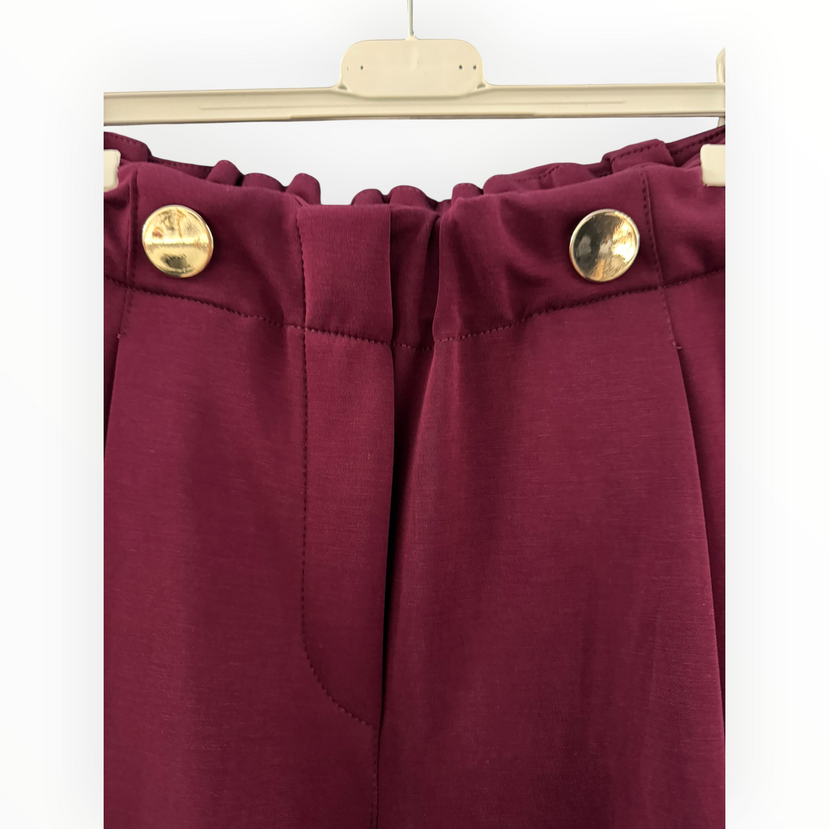 Lola gold button wide leg trousers - Wine