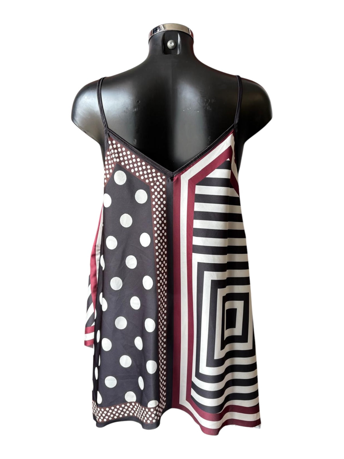 Esme spot & stripe satin cami top - Black