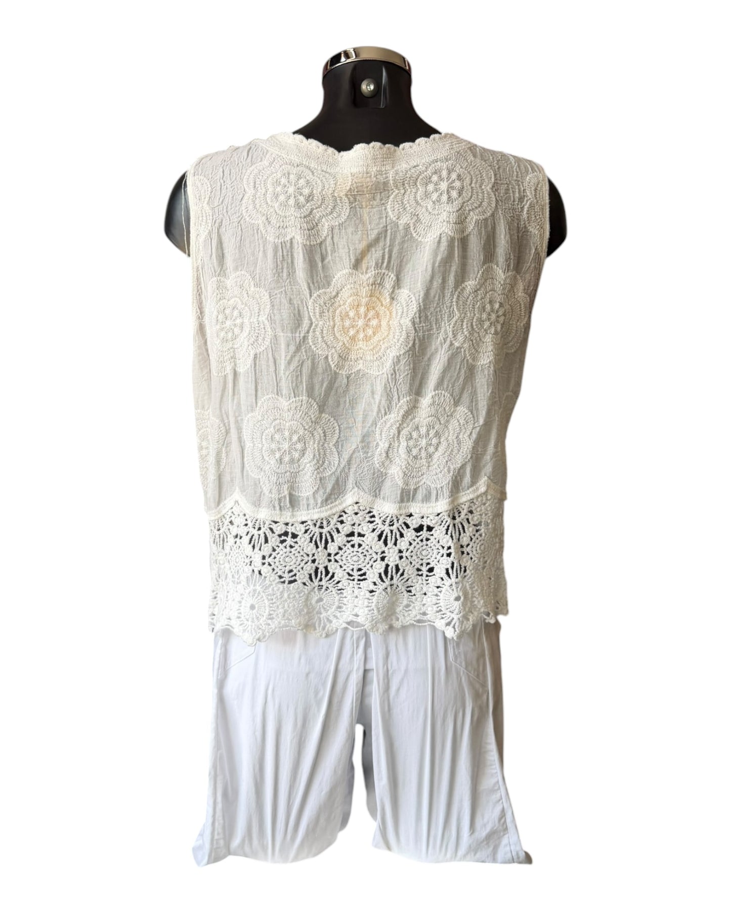 Sally embroidered crochet trim waistcoat