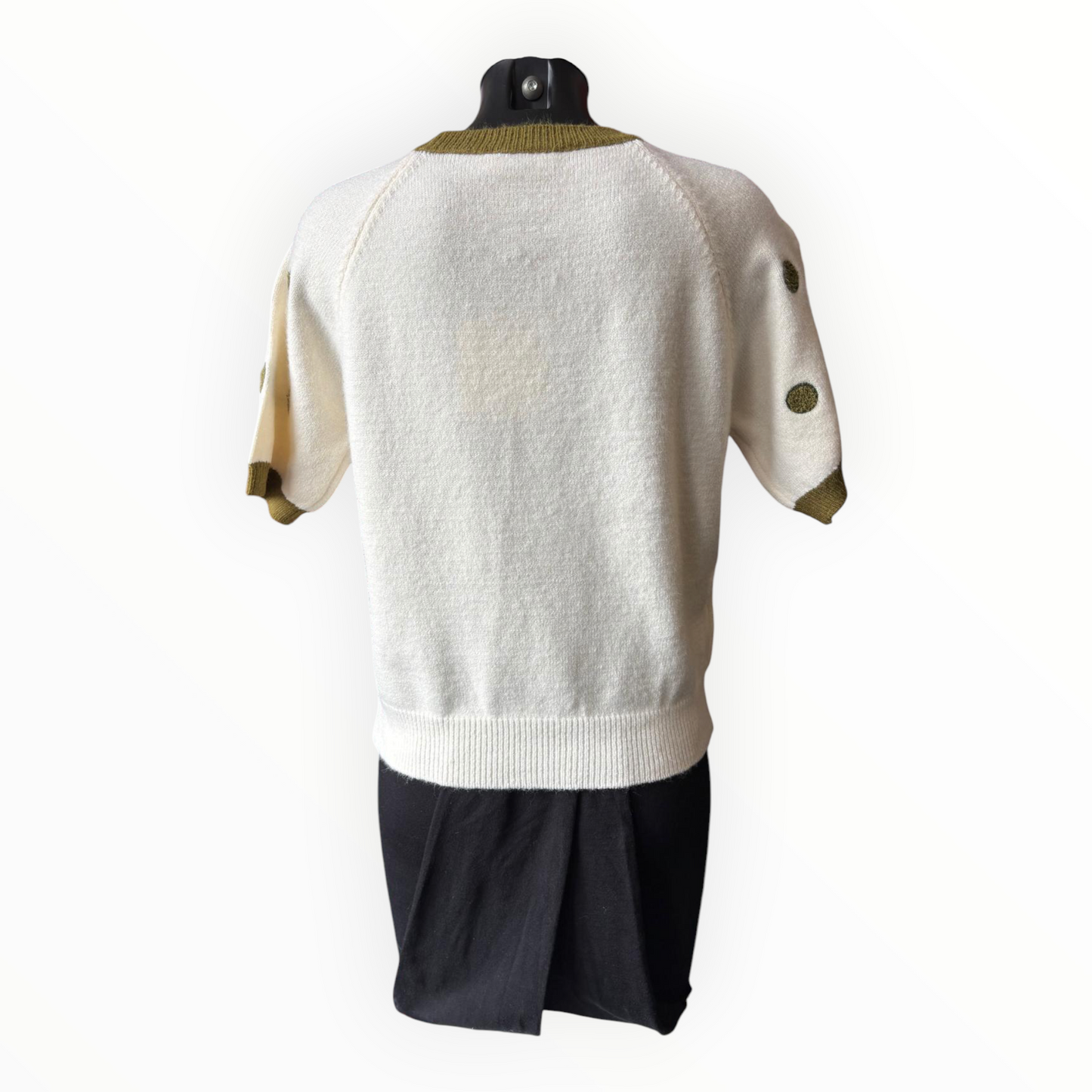 Polly polka dot short sleeve jumper - Khaki/ivory