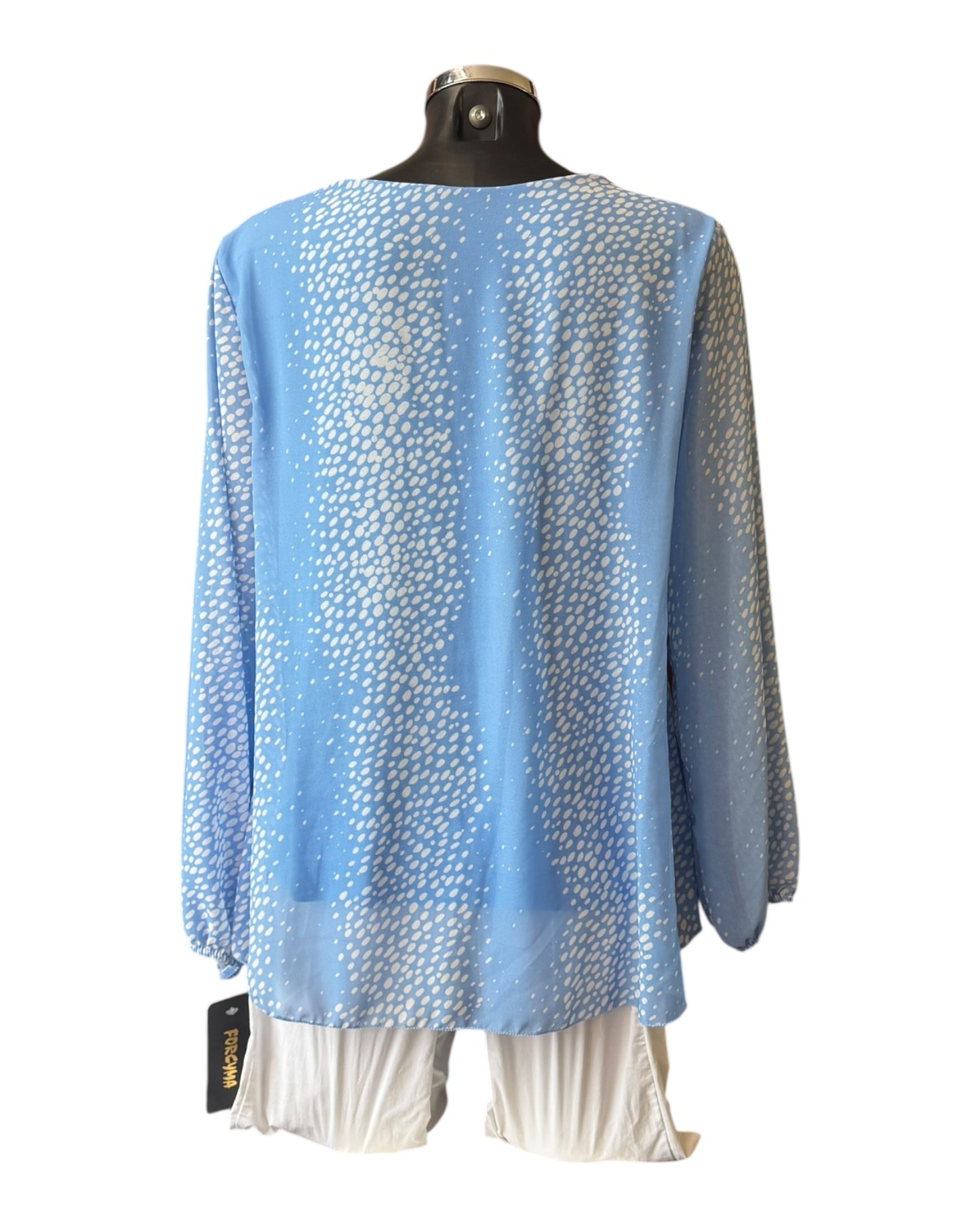 Heidi chiffon pleated spot top - Blue