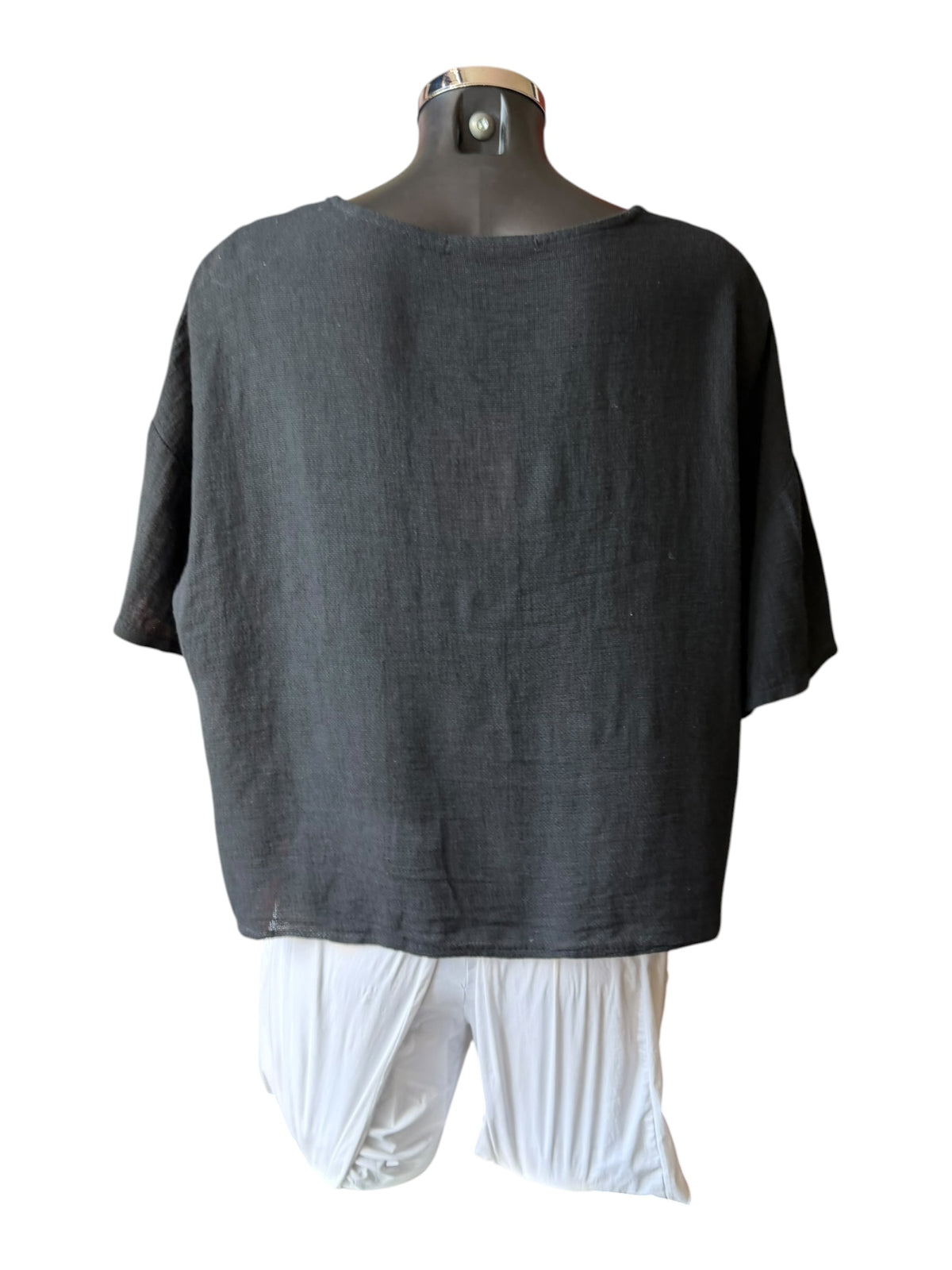 Casey range mesh trim cardigan top - Black