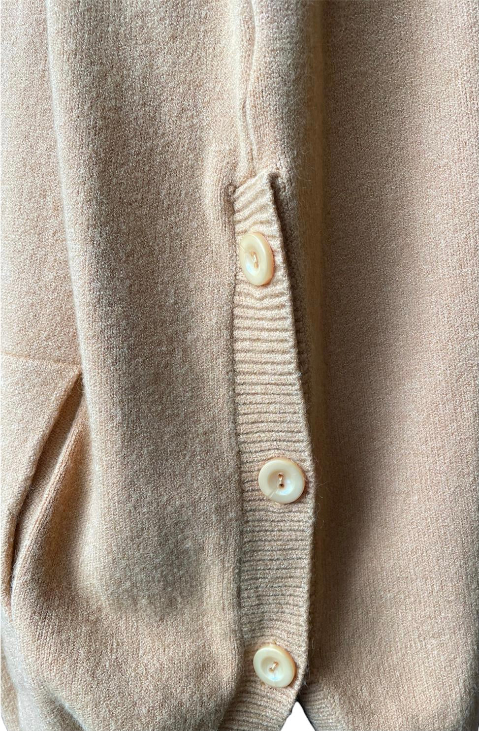 Callie button side soft knitted jumper - Beige