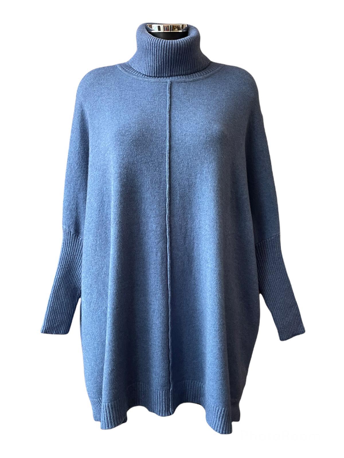 ZOE SOFT COWL NECK SWING JUMPER - DENIM