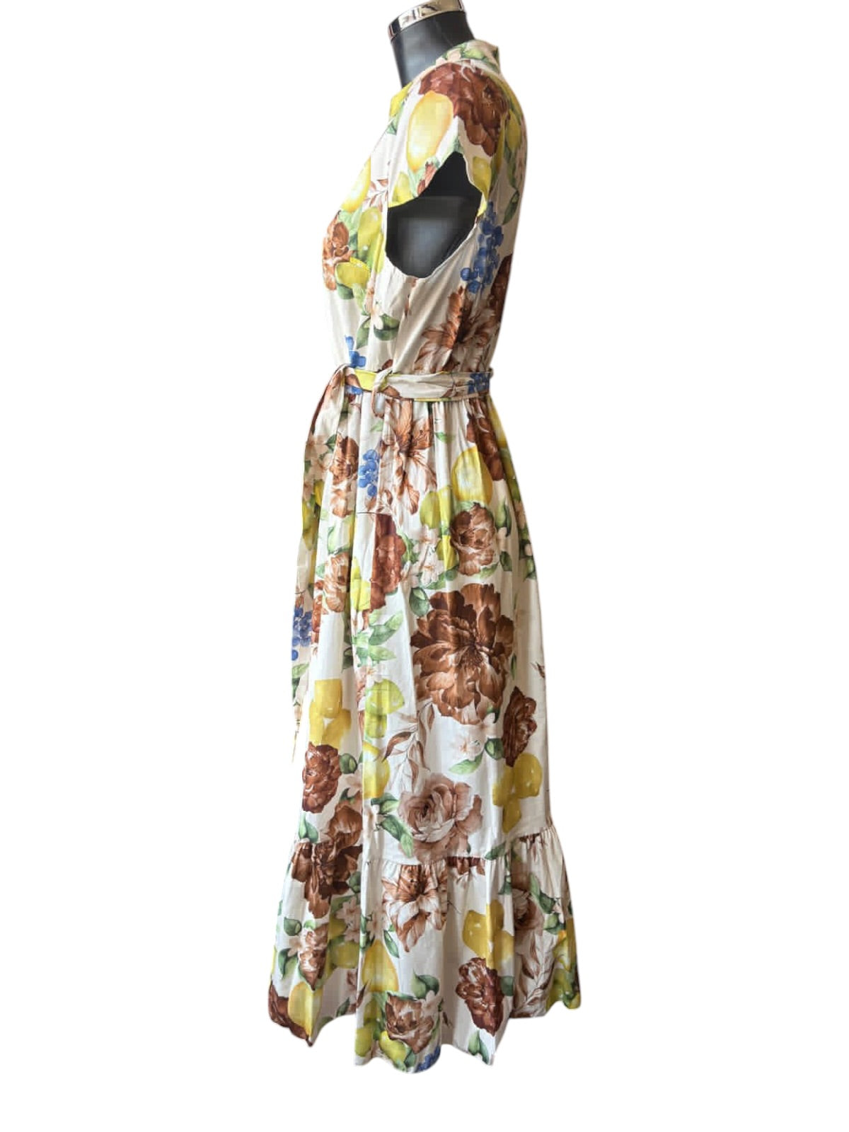 Connie floral belted dress - Brown mix