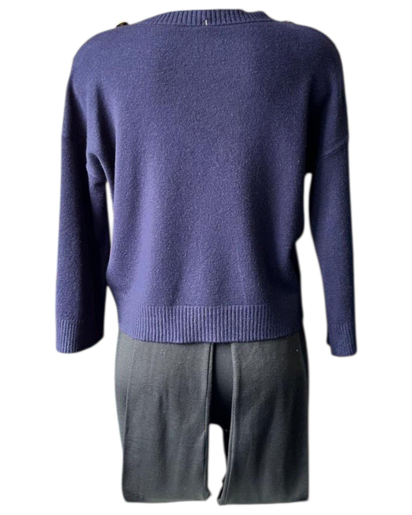 Valerie short button shoulder jumper - Navy