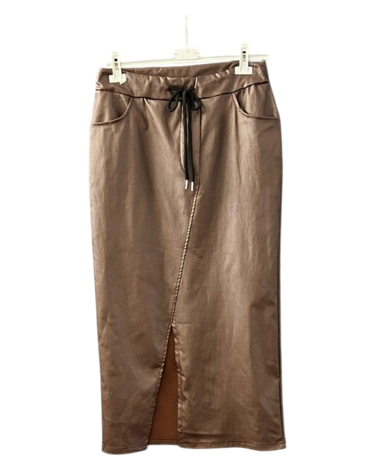 Maisie faux leather skirt - Chocolate
