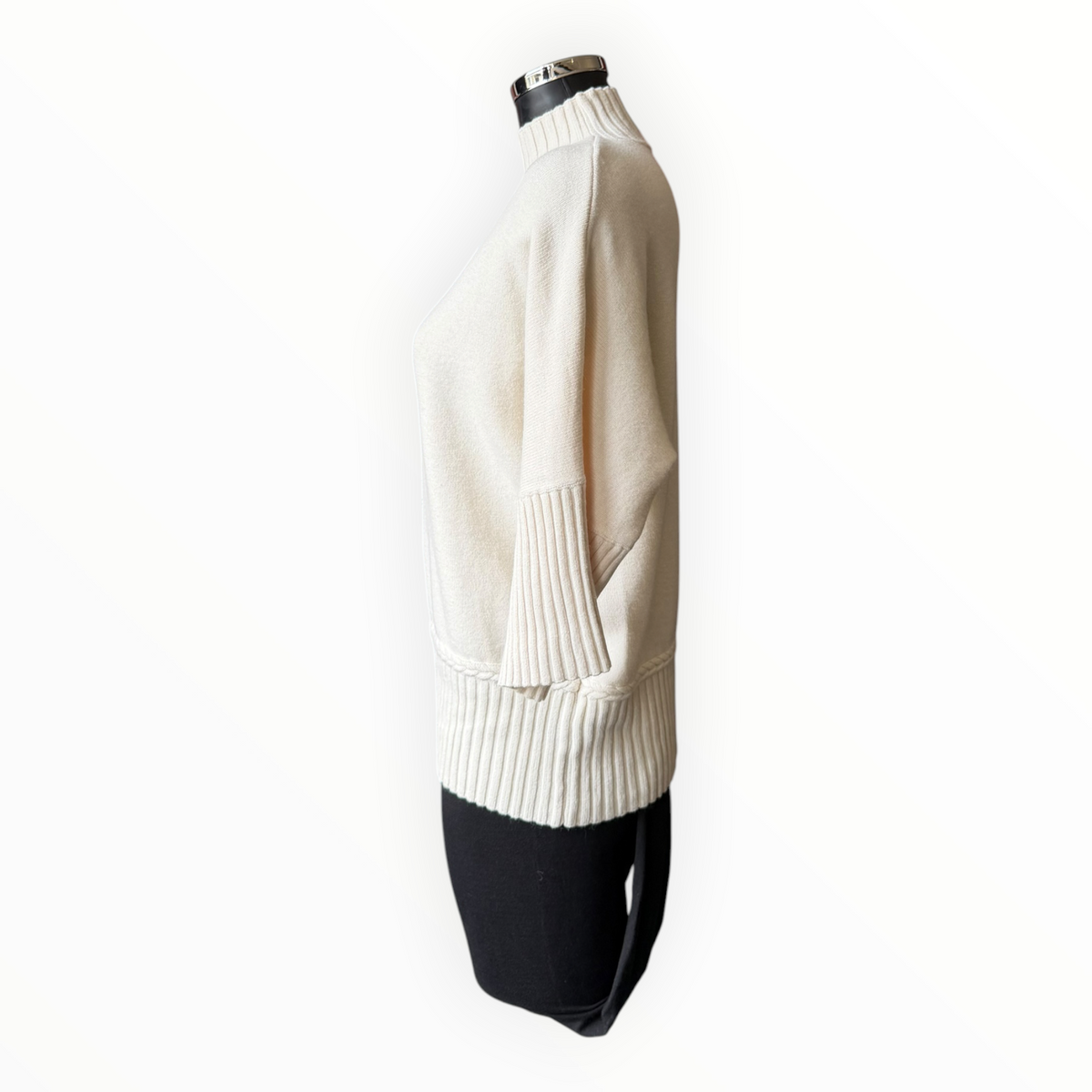 Abigail ribbed neck, hem & cuffs jumper - Beige