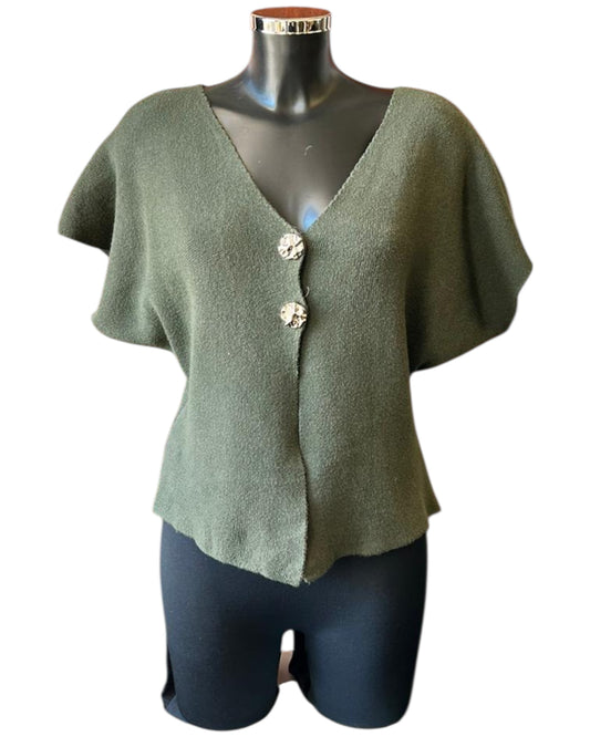 Lisa short sleeve cardigan - Khaki