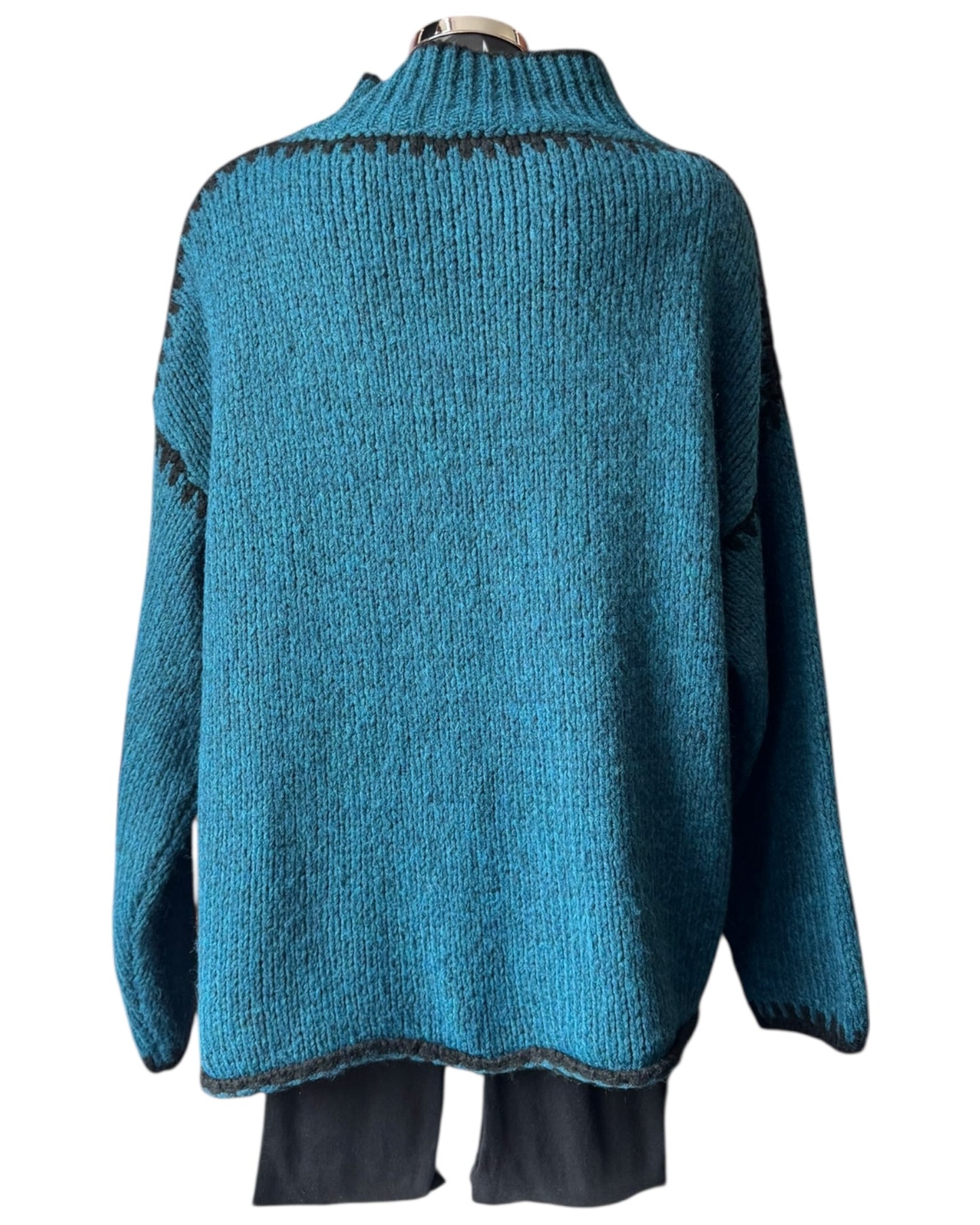Jessie contrast stitch high neck jumper - Teal