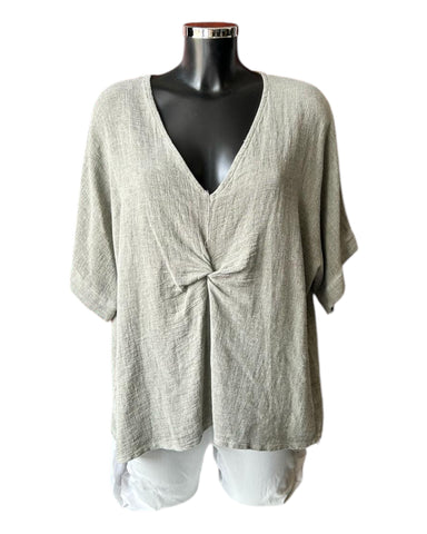 Casey range v neck twist front top - Khaki
