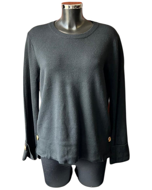 Michelle button side and sleeve jumper - Black