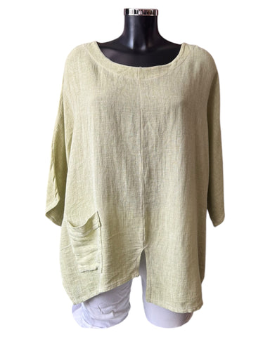 Casey range split front one pocket top - Lime