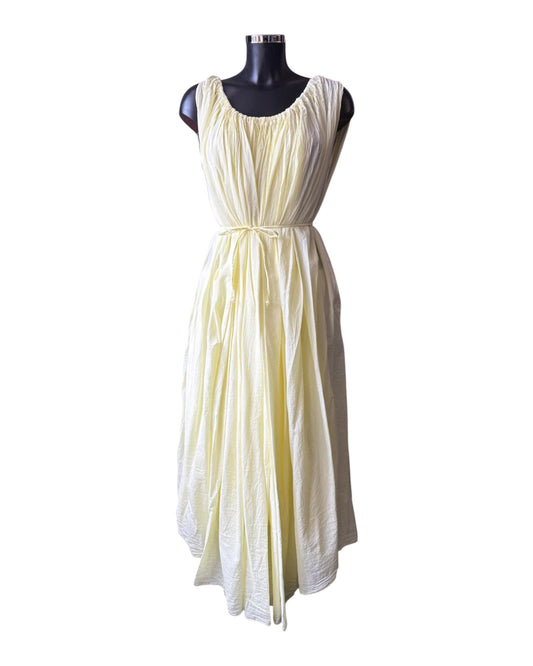 Mindy cotton full flare sleeveless dress - Lemon