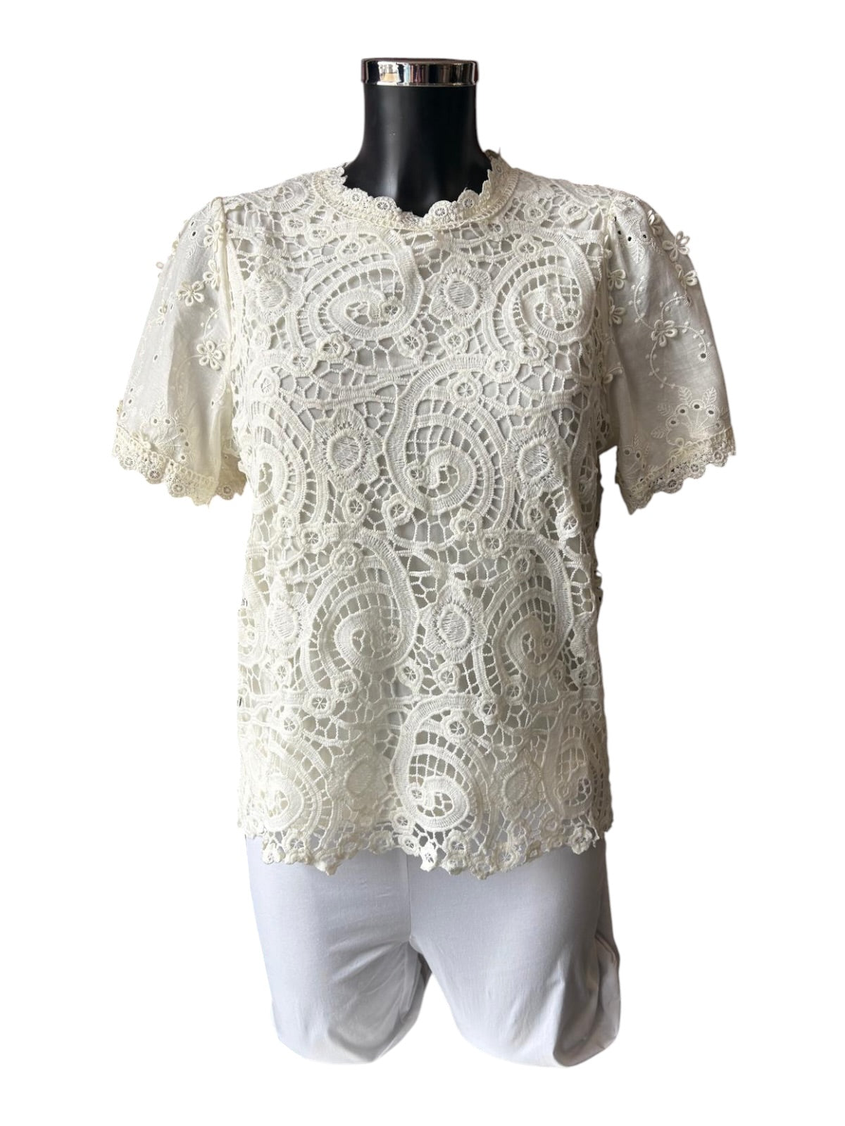 Sofia cutwork embroidered top - Ivory