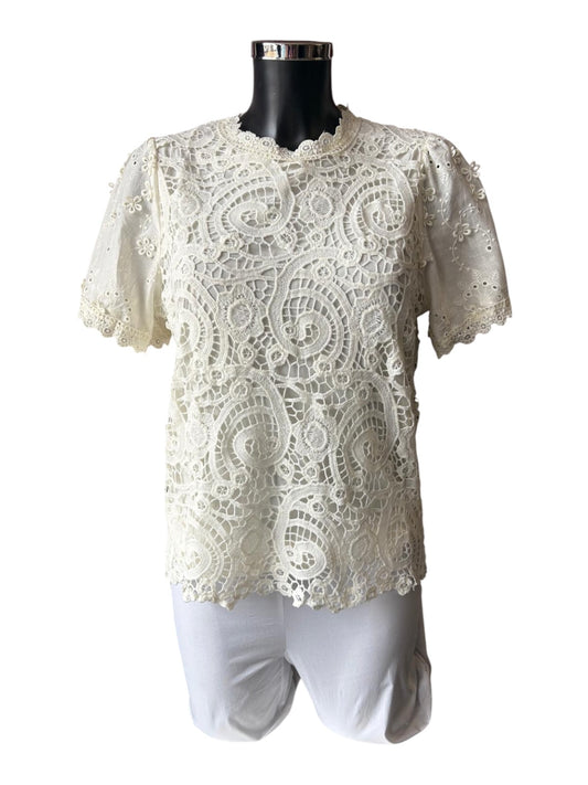 Sofia cutwork embroidered top - Ivory