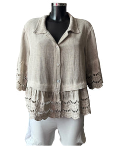 Casey range anglaise trim shirt - Mocha