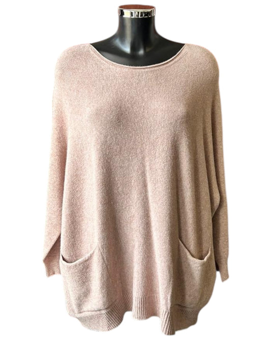 Agatha relaxed fit 2 pocket jumper - Biscuit