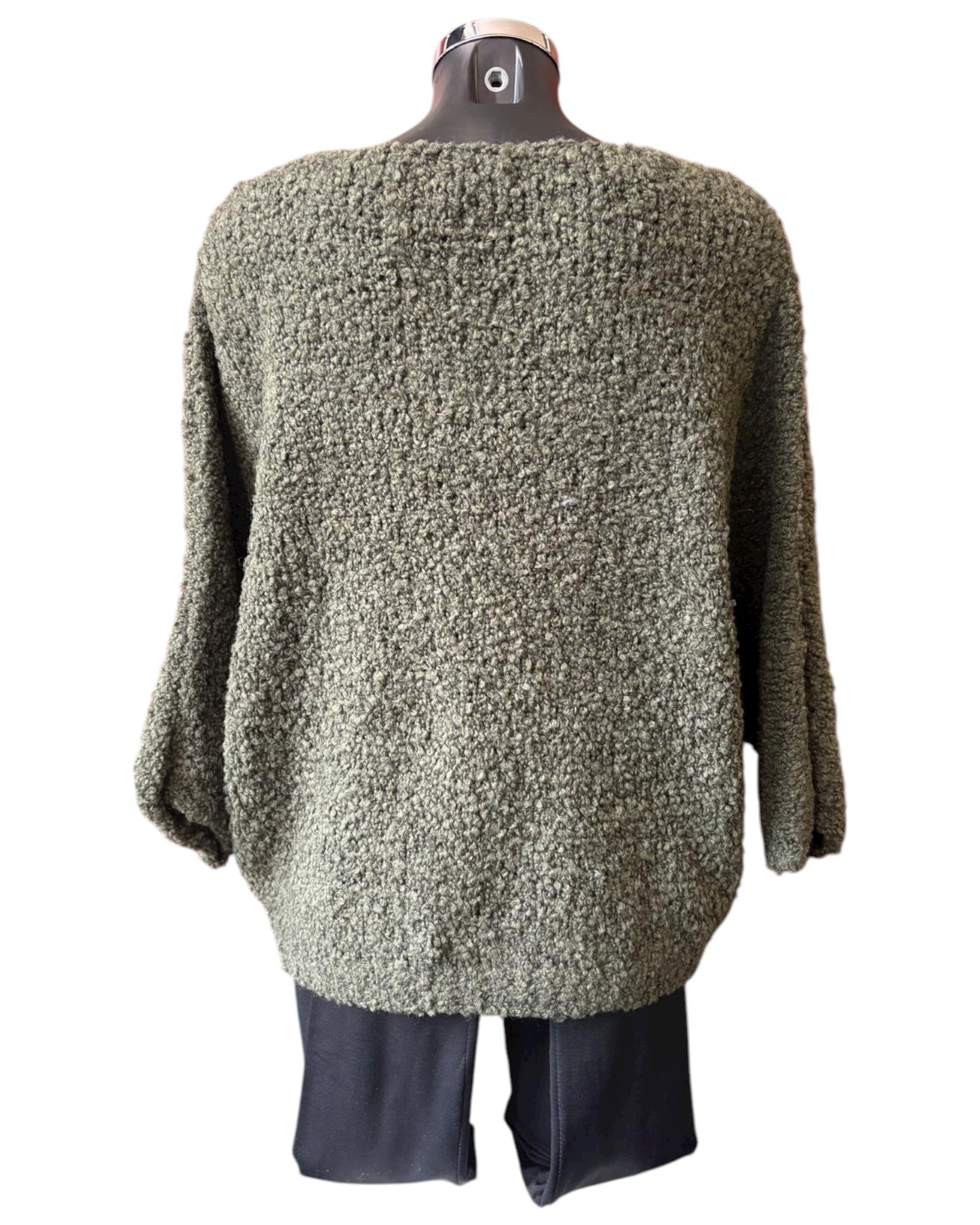 Harper slouchy boucle knit short jumper - khaki