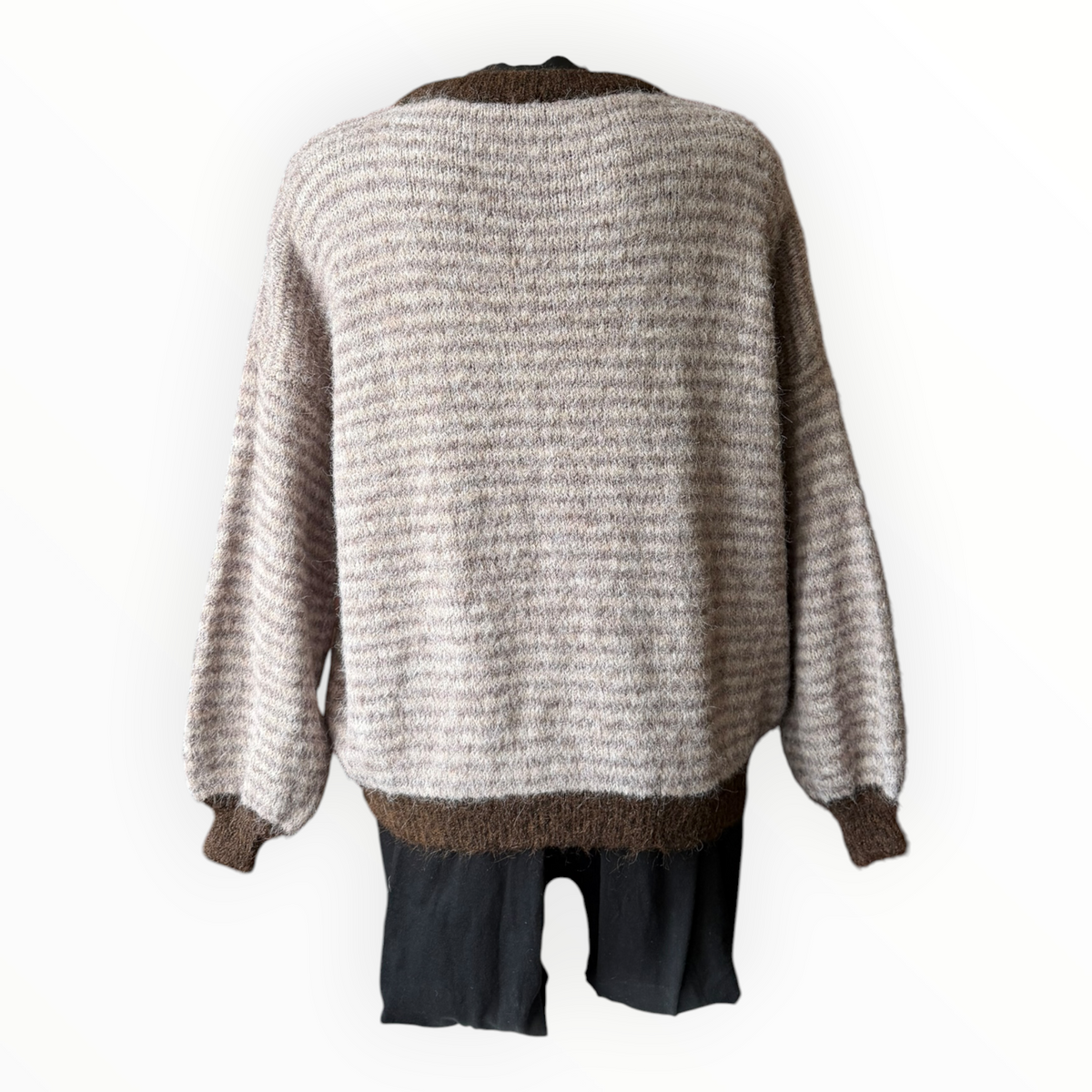 Lorna striped soft knit jumper - Taupe mix