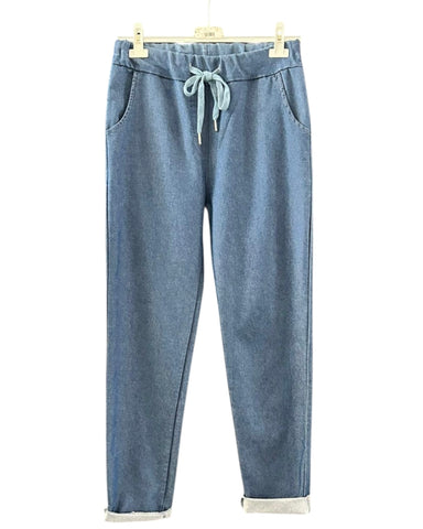 Aria smooth stretchy trousers - mid denim