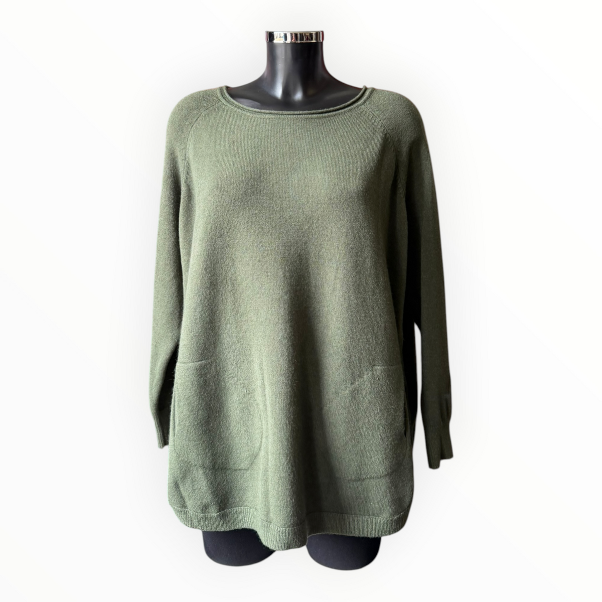 Callie button side soft knitted jumper - Khaki