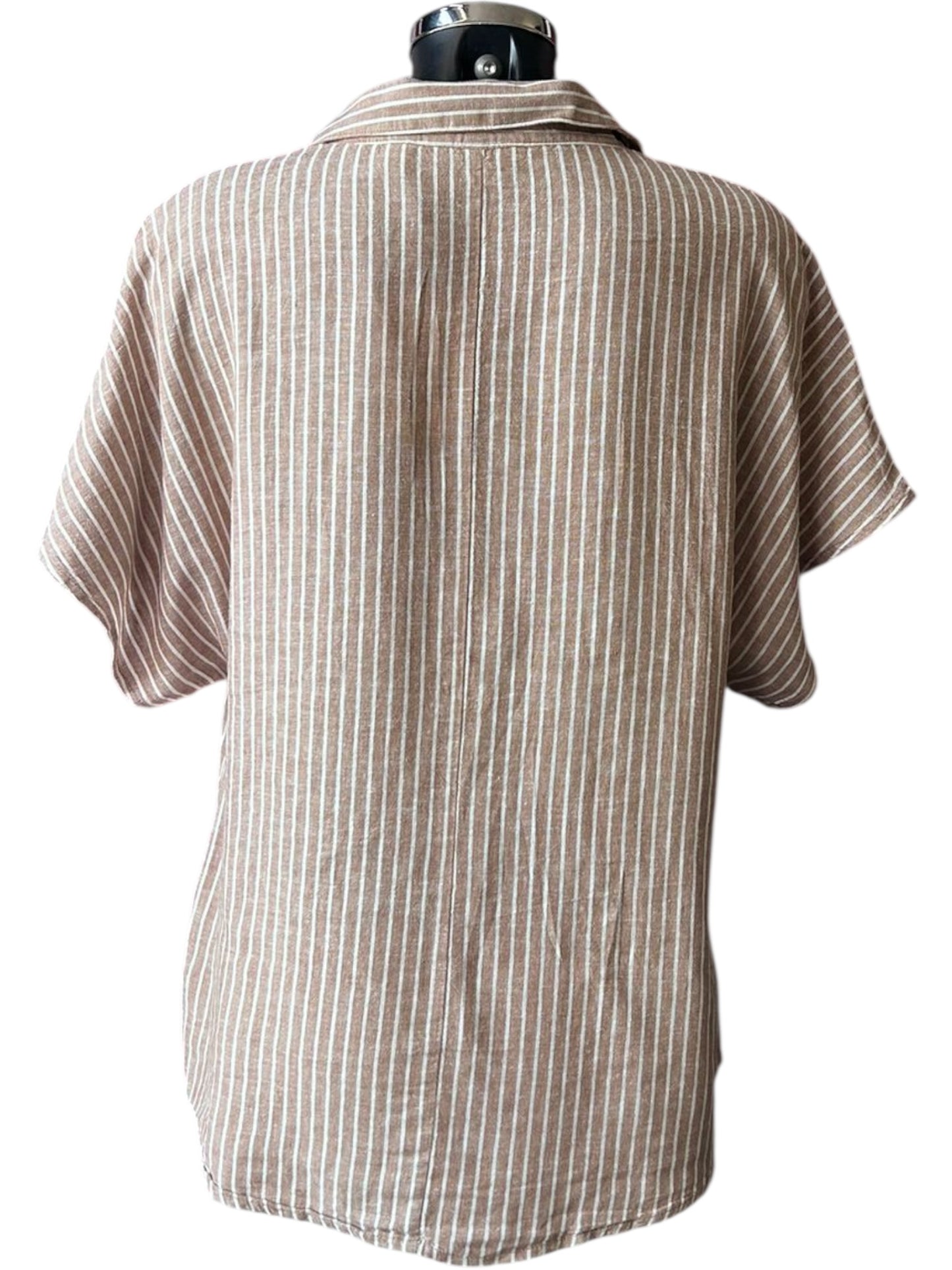 Byoung falakka v neck shirt - woodsmoke stripe