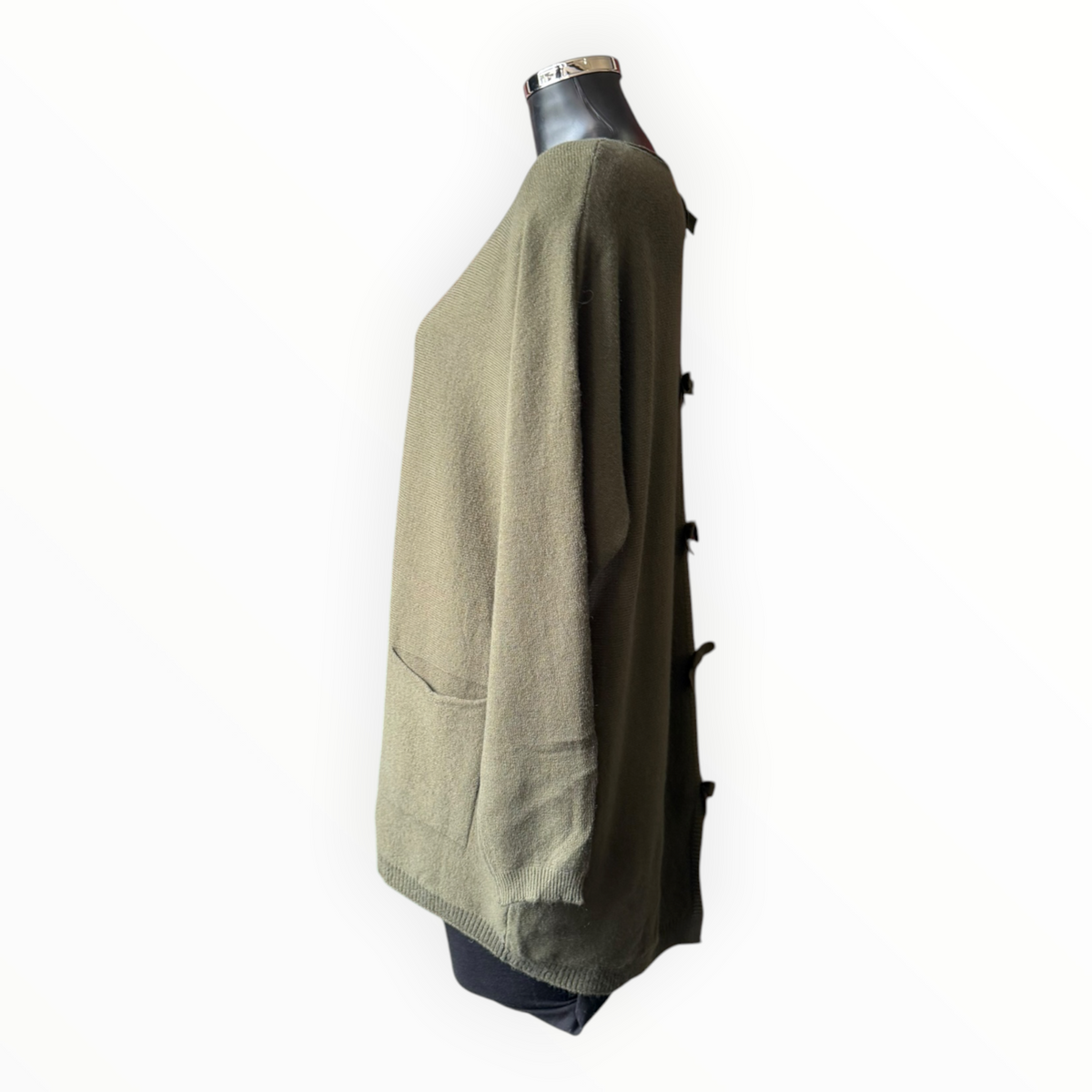 Belinda bow back pocket jumper - Khaki