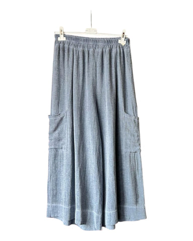 Casey range wide leg crop pocket trousers - Navy