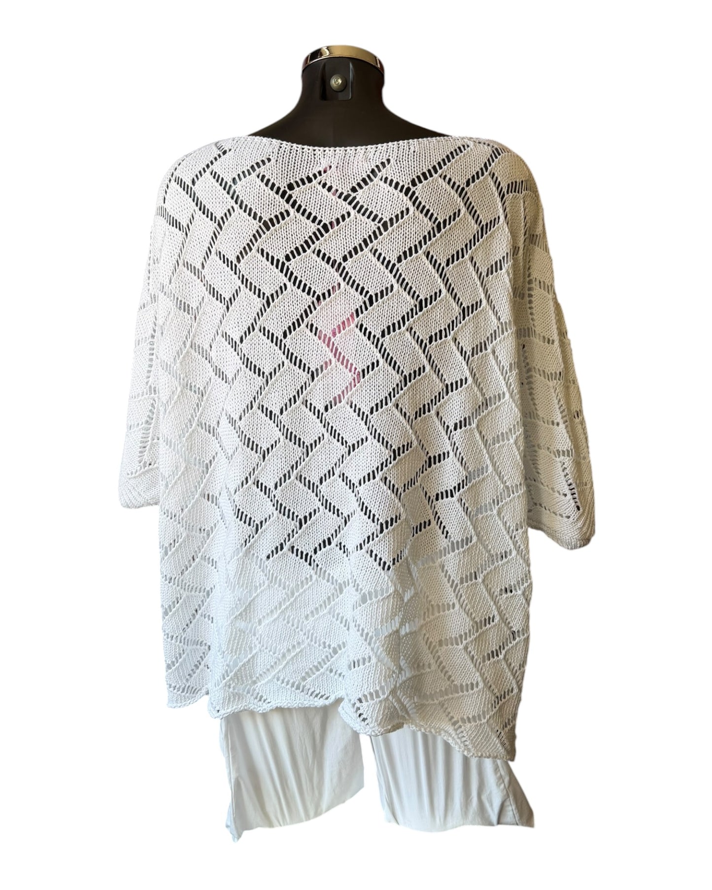 Michelle diamond knit relaxed fit jumper - White