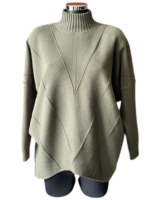Courtney chevron knit turtle neck jumper - Khaki