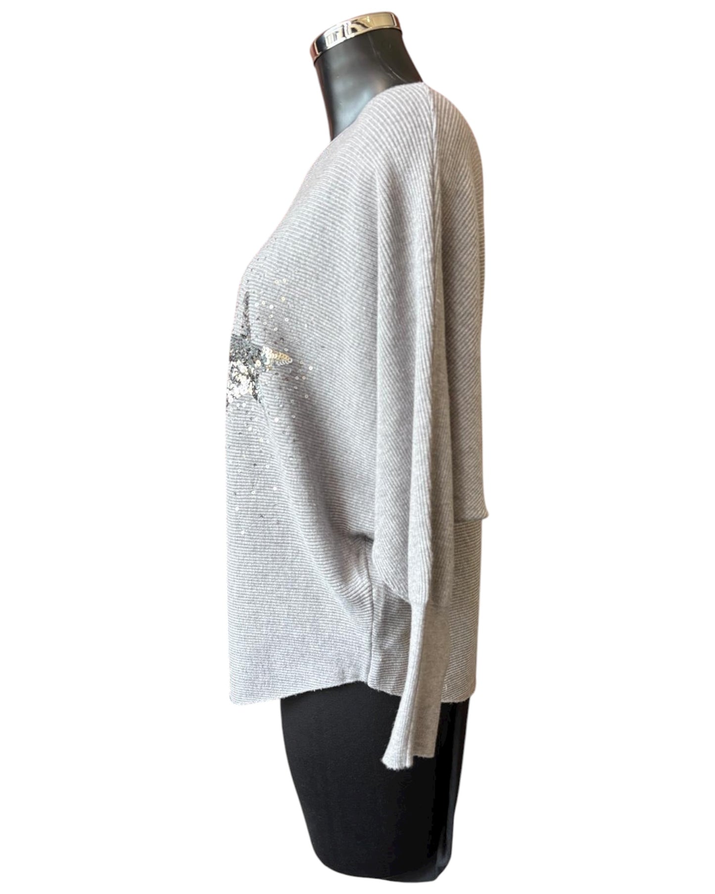 Veronica ribbed sparkle stars jumper - Grey
