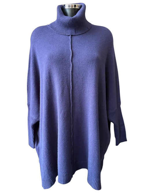ZOE SOFT COWL NECK SWING JUMPER - NAVY