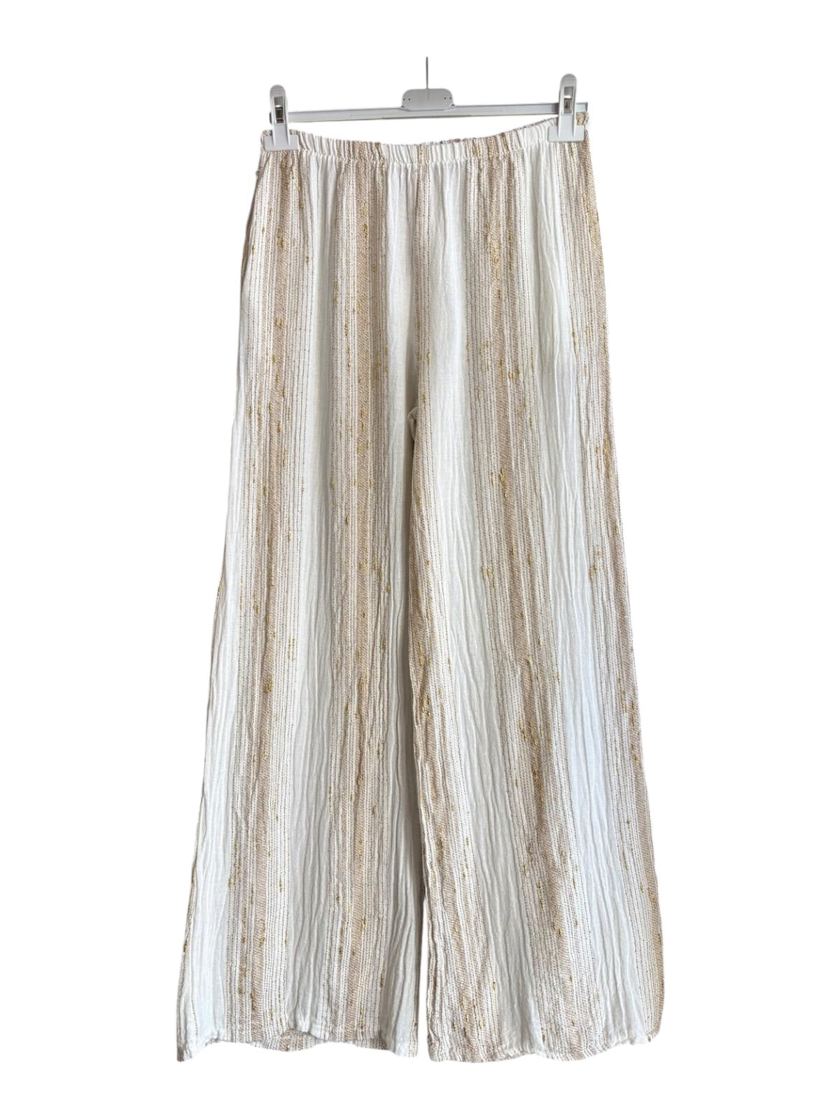 Caprice range linen and cotton gold thread wide leg trousers