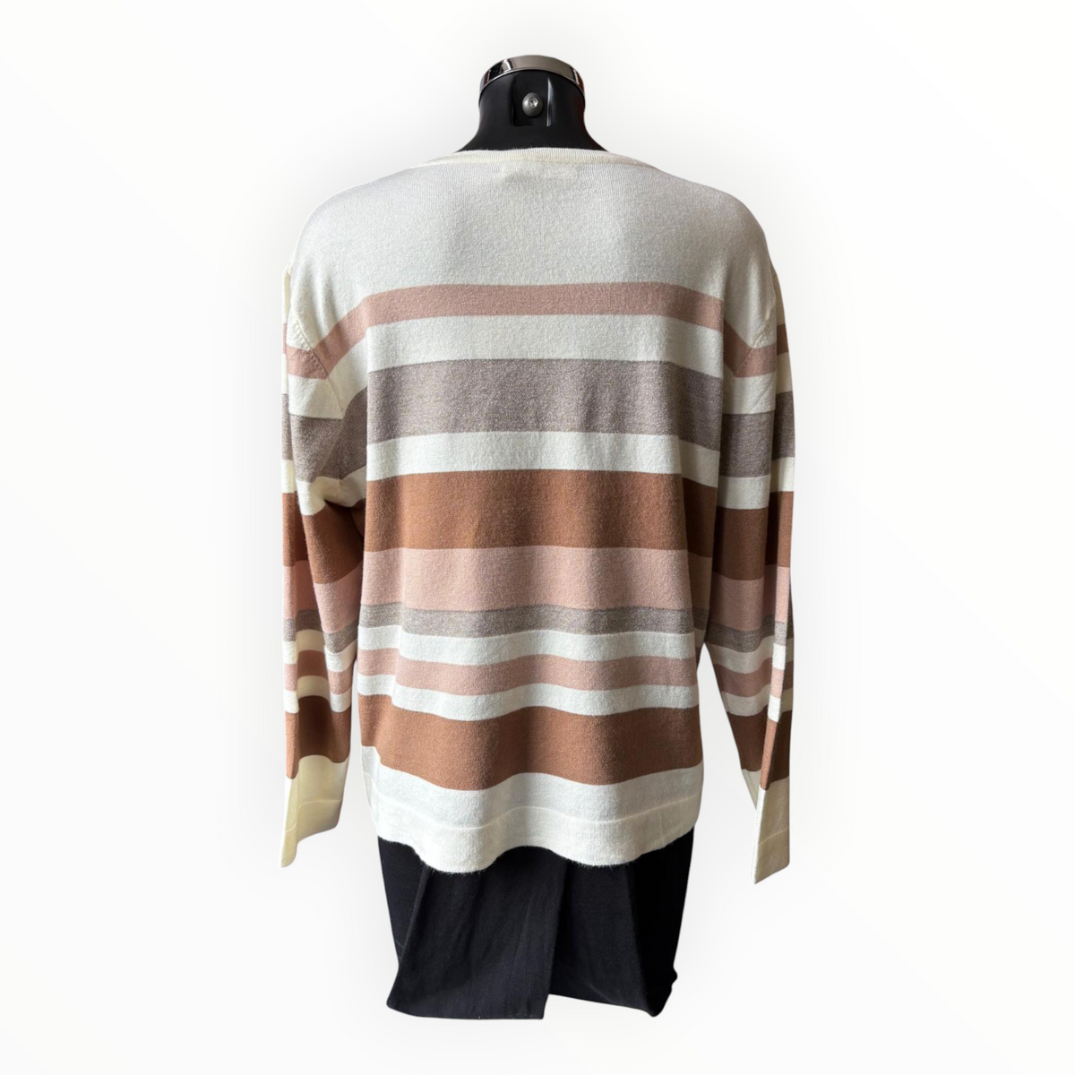 Dora multi stripe fine knit jumper - Beige mix