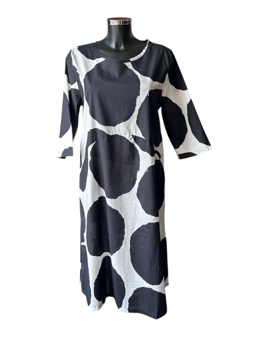 Tirelli curve seam poplin dress - Black/White