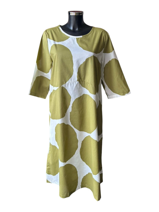 Tirelli curve seam poplin dress - Chartreuse/White