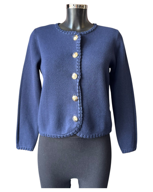 Sasha gold button cardigan - Navy