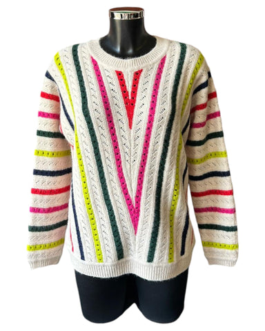 Kaleido super soft chevron knit jumper - jungle boogie stripe