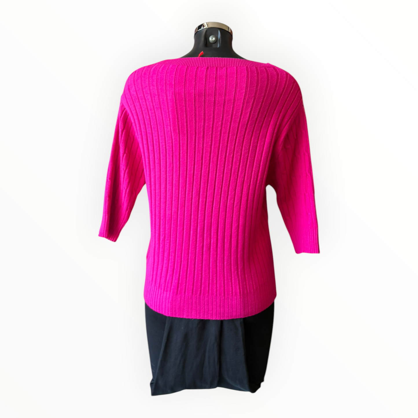 Tabby cable knit half sleeve jumper - Fuschia