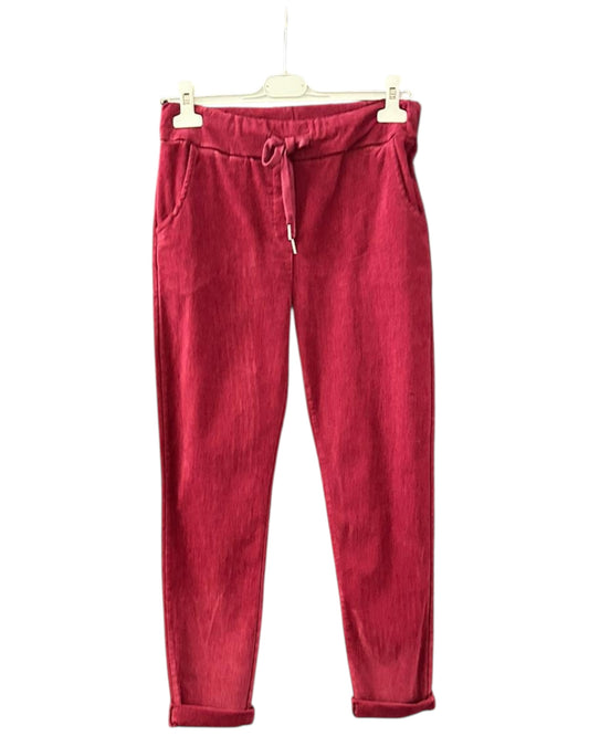 Isla super stretchy cord trousers one size - Bordeaux