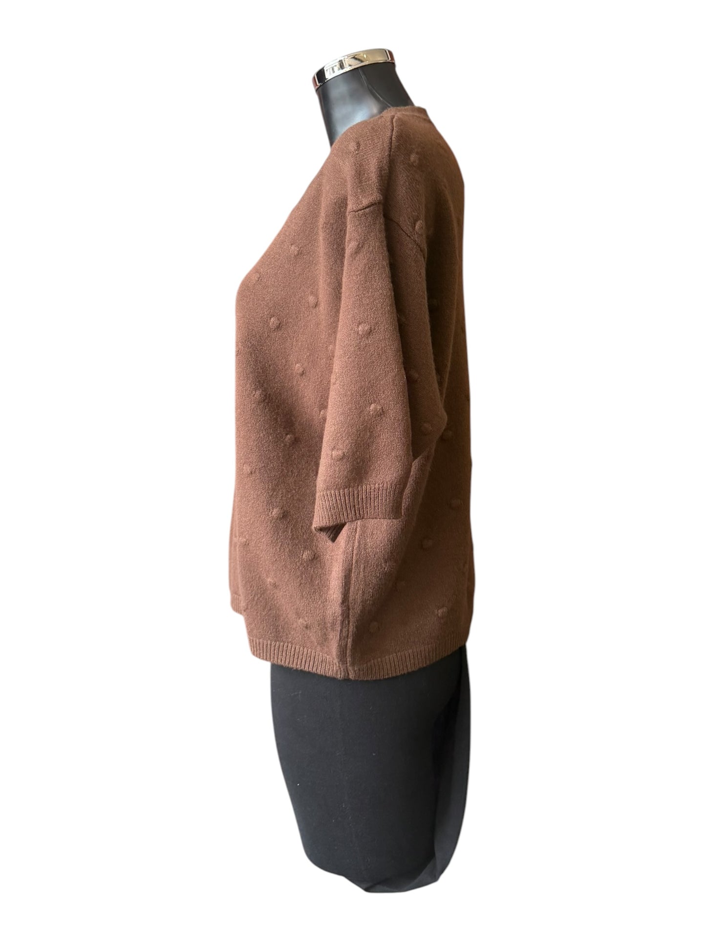 Sadie bobble knit short sleeve jumper - Brown