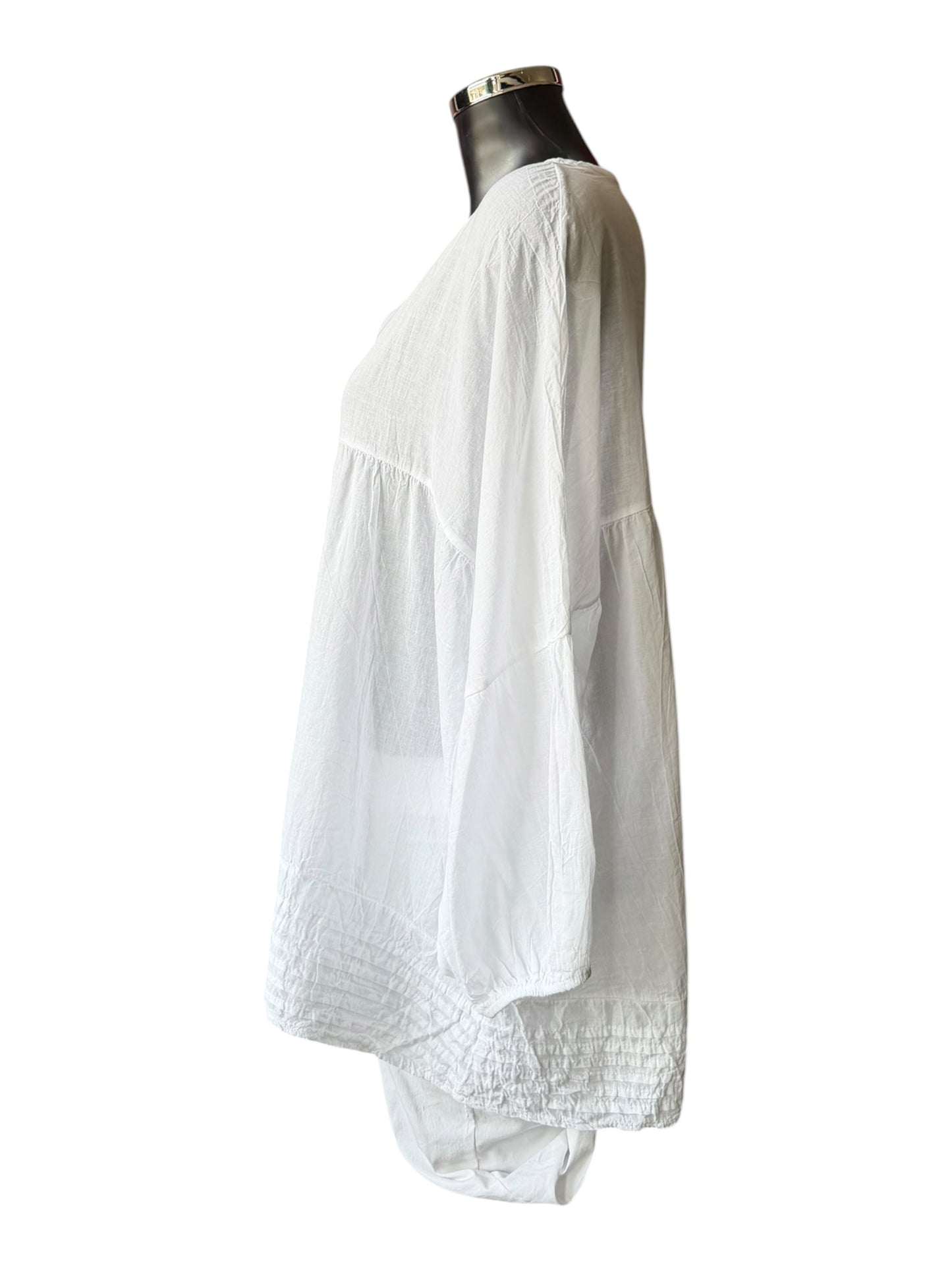 Lena oversized smock top - White