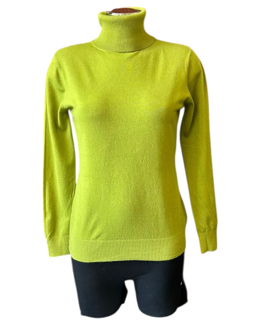 Zara fine knit polo neck - Lime