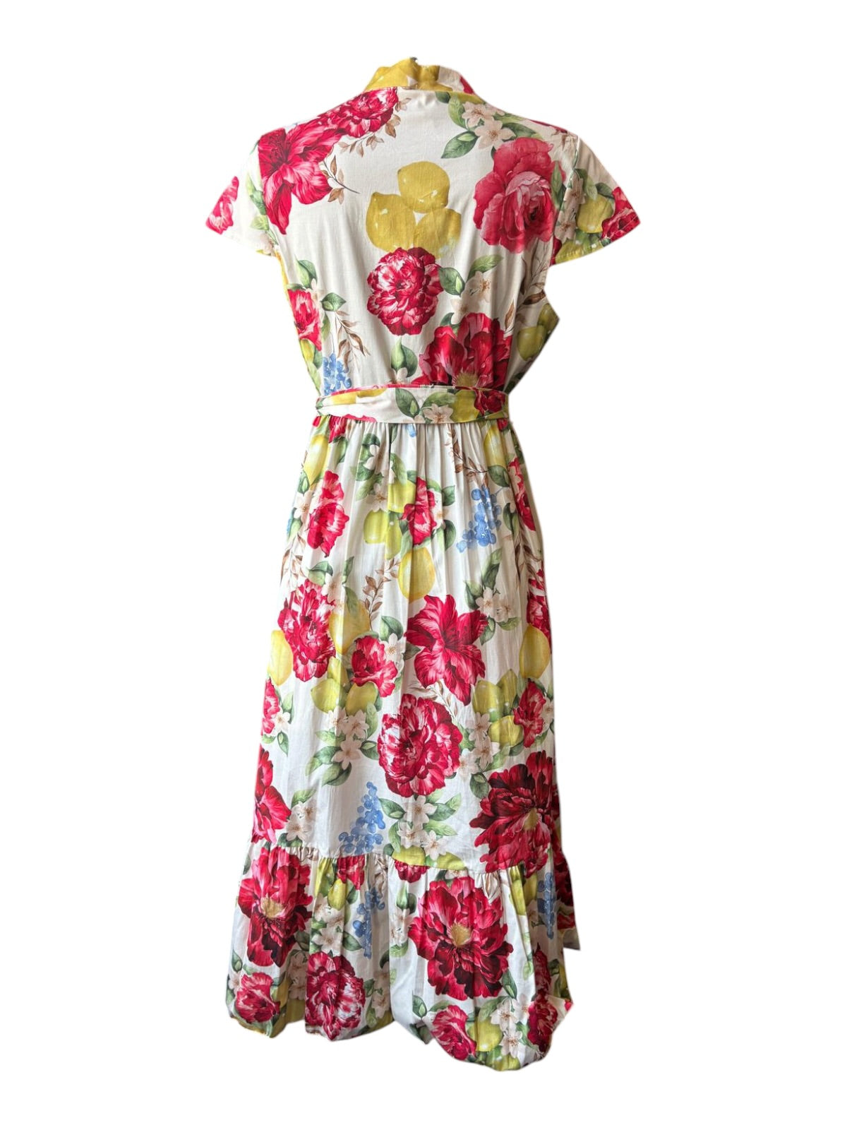 Connie floral belted dress - Red mix