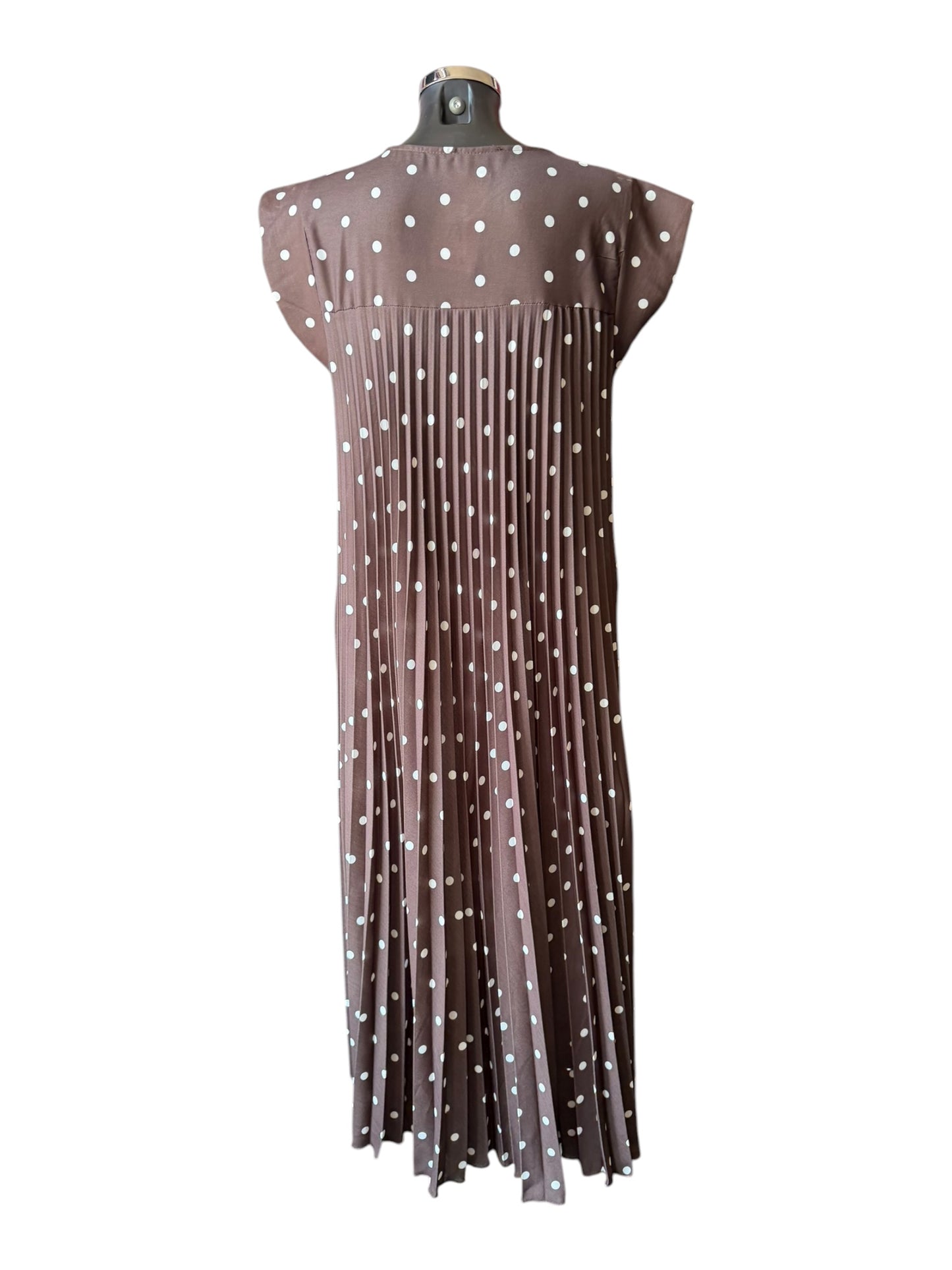 Pixie pleated maxi dress - Chocolate spot