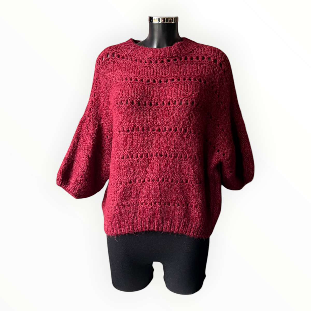 Verity soft knit half sleeve jumper - Wine