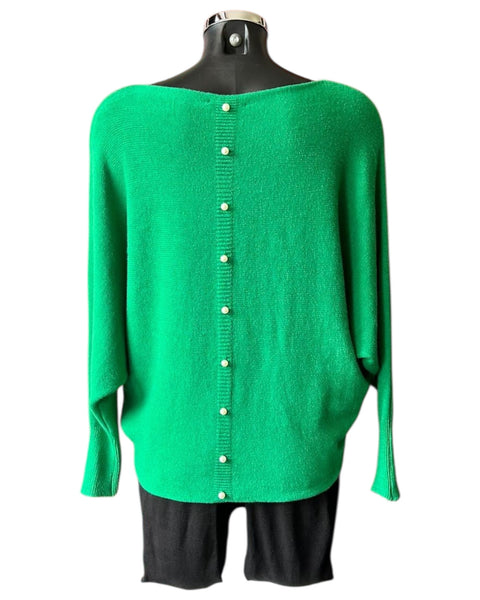 Cassie pearl back batwing jumper - Green